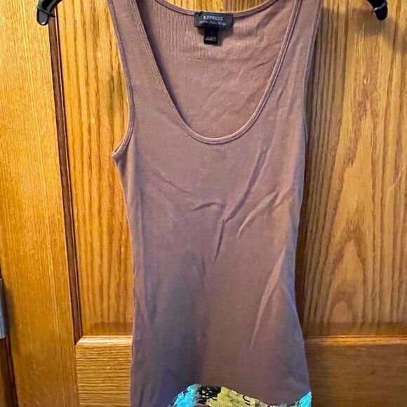 Express Small Brown Tank Top with Sequins - Picture 1 of 4